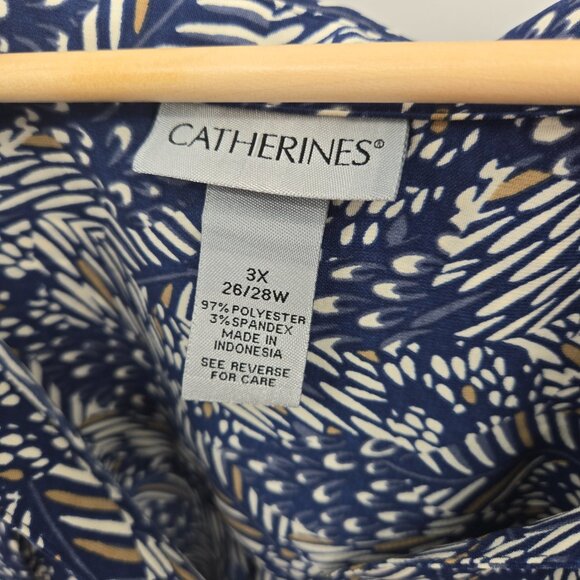 Catherine's Blue White Button Down Long Sleeved Shirt 3x 26/28W - Picture 10 of 10